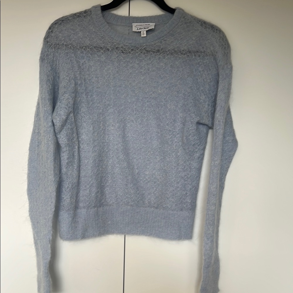& Other Stories Angora Blue Crew Neck Sweater Lightweight Knit